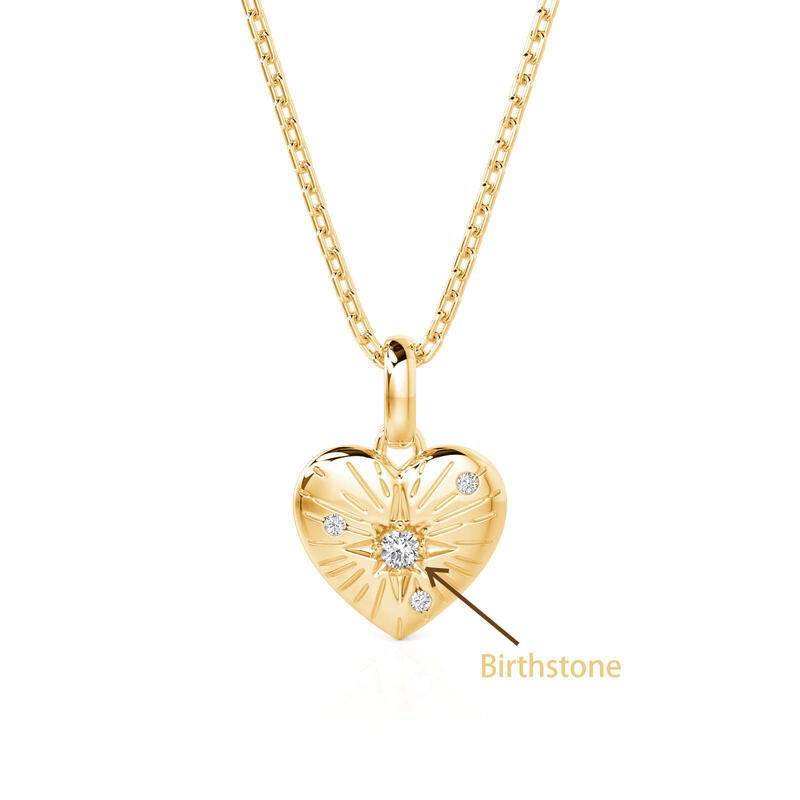 Jeulia Tous les jours Collier Cœur Simple Gravure Personnalisée avec Pierre de Naissance
