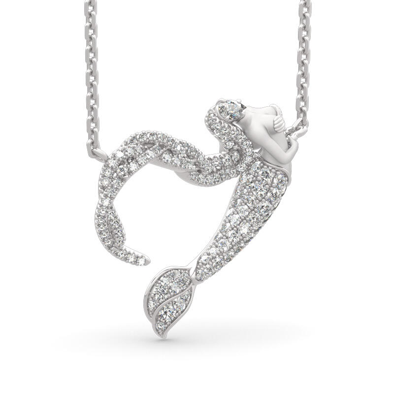 Jeulia "Ocean's Light" Sterling Silver Mermaid Gift Necklace for Valentine's Day
