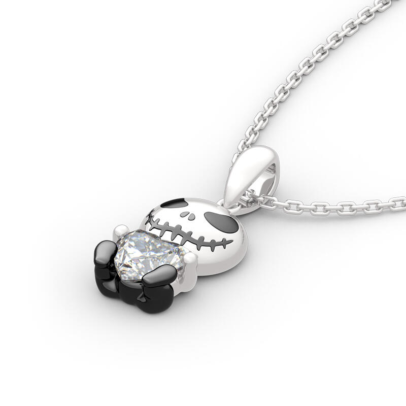 Jeulia Hug Me "Love Confession" Skull Heart Cut Sterling Silver Necklace