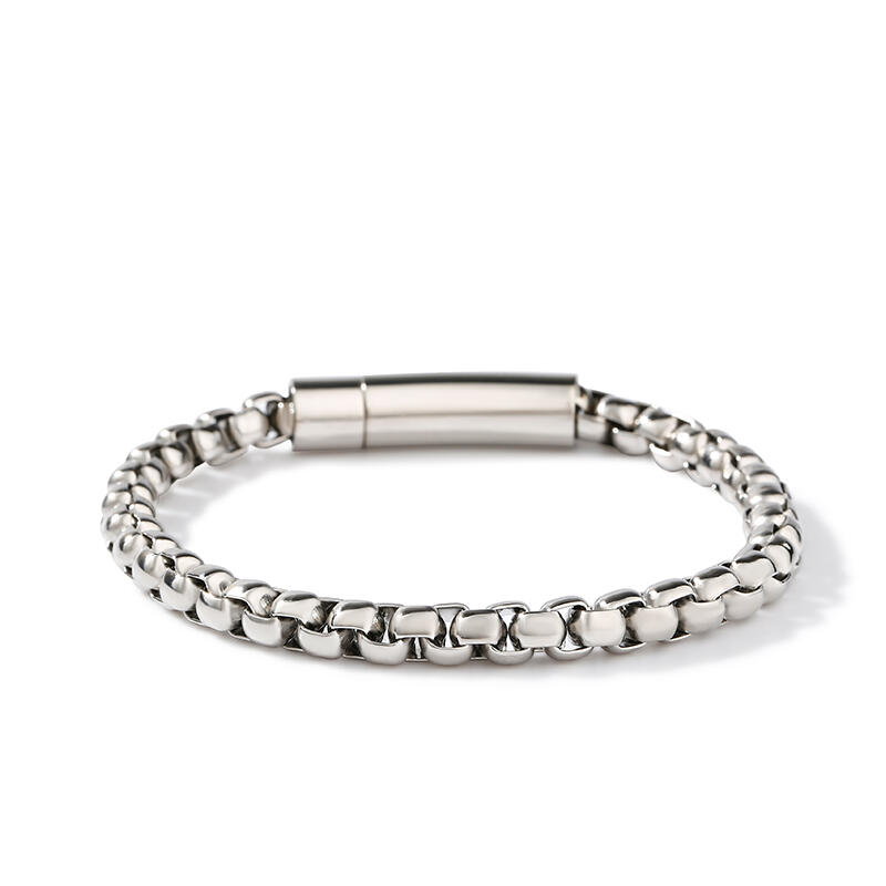 Jeulia Pulsera de hombre de acero inoxidable con cadena de perlas