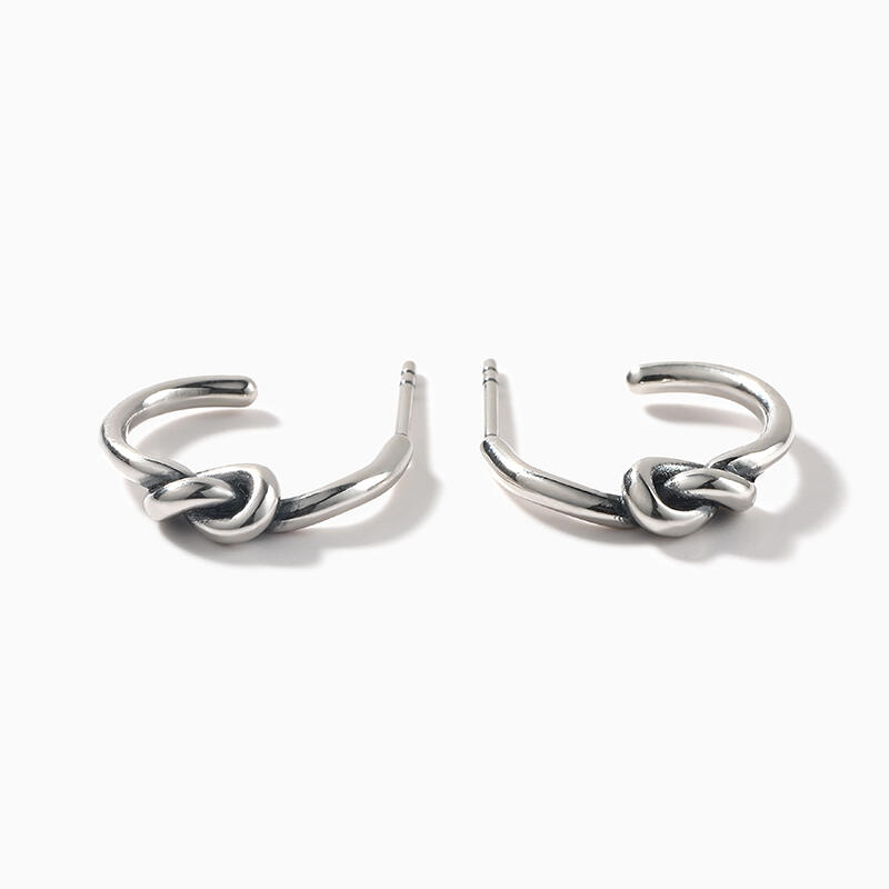 Jeulia "Small Knot" Sterling Silver Hoop Earrings