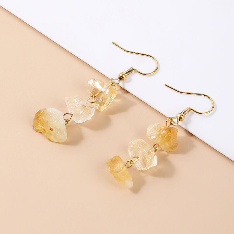 Jeulia "Promotion of Happiness" Natural Citrine Drop Earrings