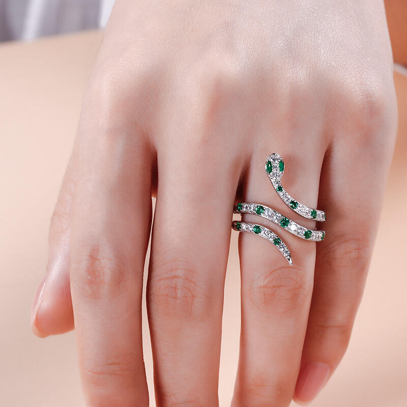 Jeulia Snake Shape Sterling Silver Cocktail Ring