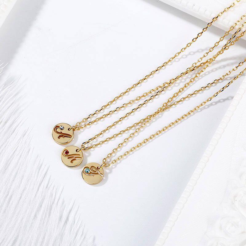 Jeulia Custom Initial Coin Pendant Necklace in Sterling Silver