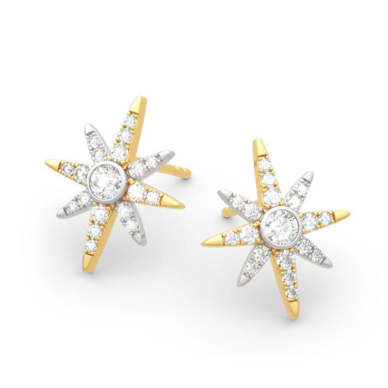 Jeulia Two Tone Star Sterling Silver Earrings