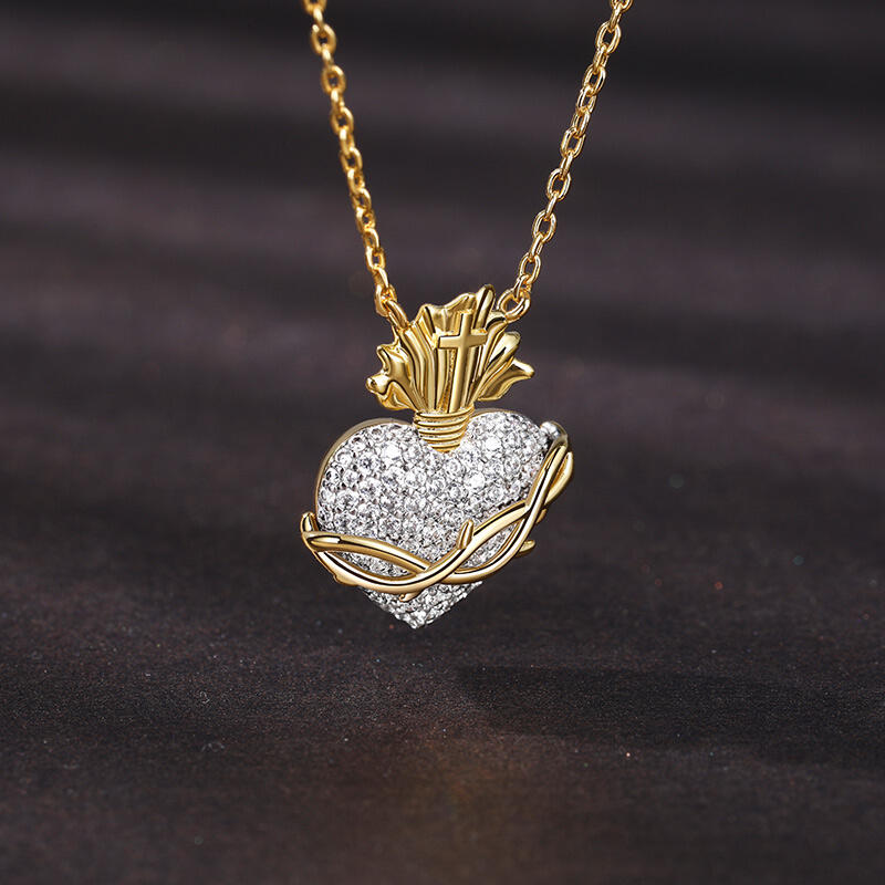 Jeulia "Heavenly Love" Sacred Heart Sterling Silver Necklace