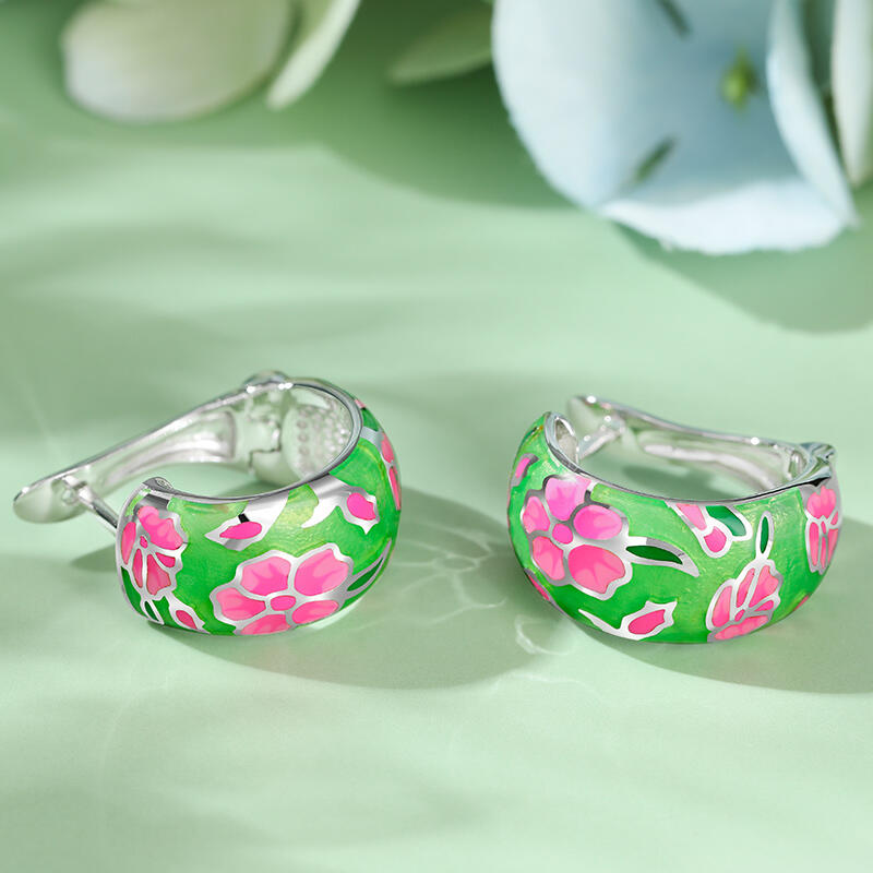 Jeulia "Wonderful Days" Enamel Sterling Silver Earrings