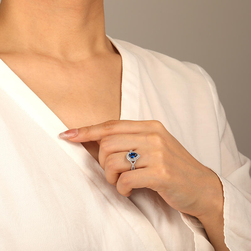 "Truly Love You" Pear Cut Halo Engagement Ring