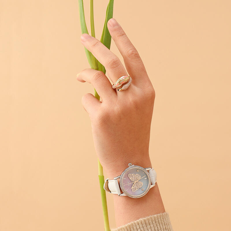 Jeulia "Love and Passion" Pink Flamingo Sterling Silver Ring