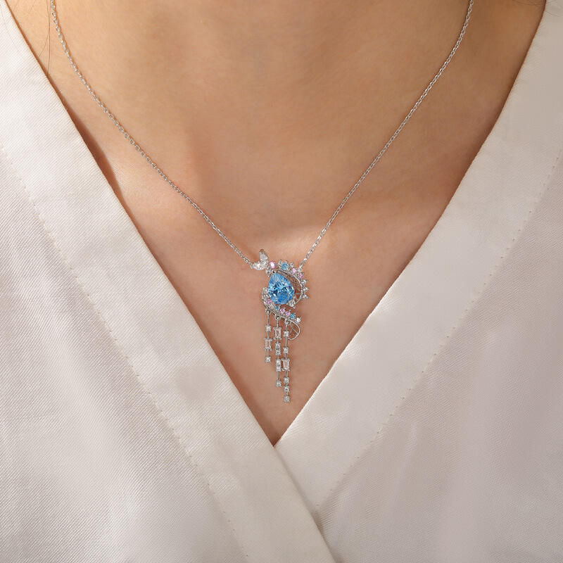 Jeulia Waterfall Butterfly Necklace