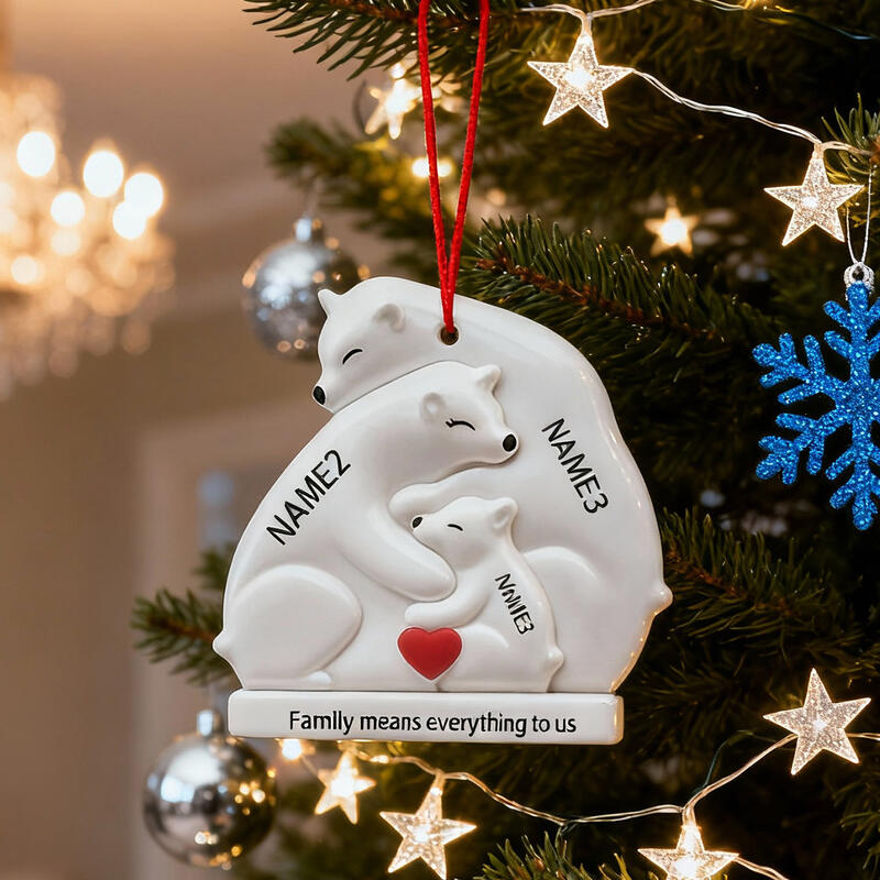 Ornamenti personalizzati a forma di famiglia di orsi con nomi personalizzati regali di Natale per la famiglia