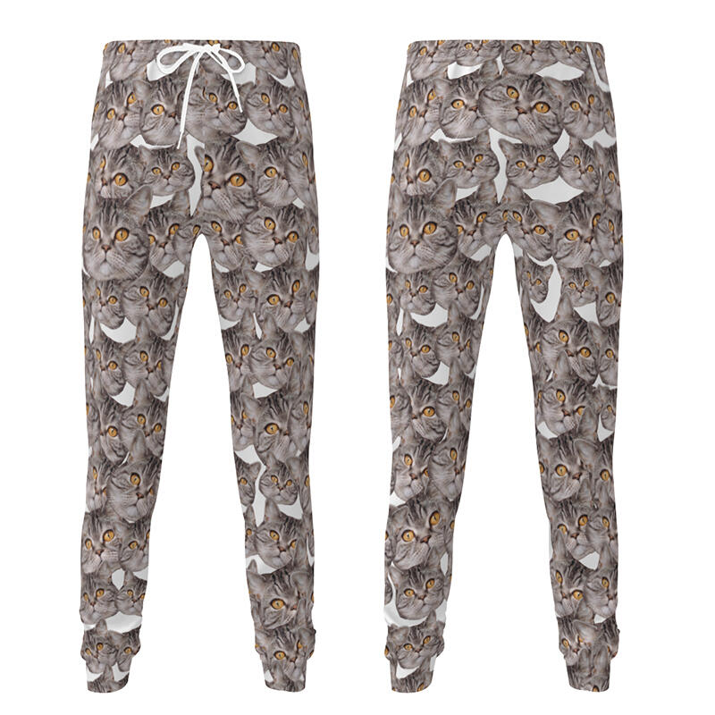 Personliga unisex-joggingbyxor med anpassat huvudfoto och heltryck en rolig present till djurälskare