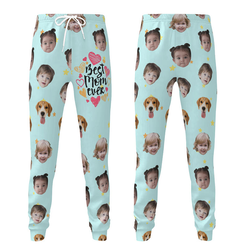 Personliga unisex-joggingbyxor med anpassat barnfoto bästa mamma någonsin utsökt present till mamma