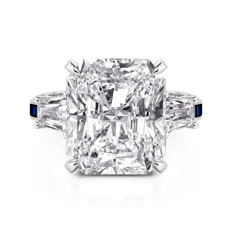 Jeulia Luxury Three Stone Radiant Cut Engagement Ring