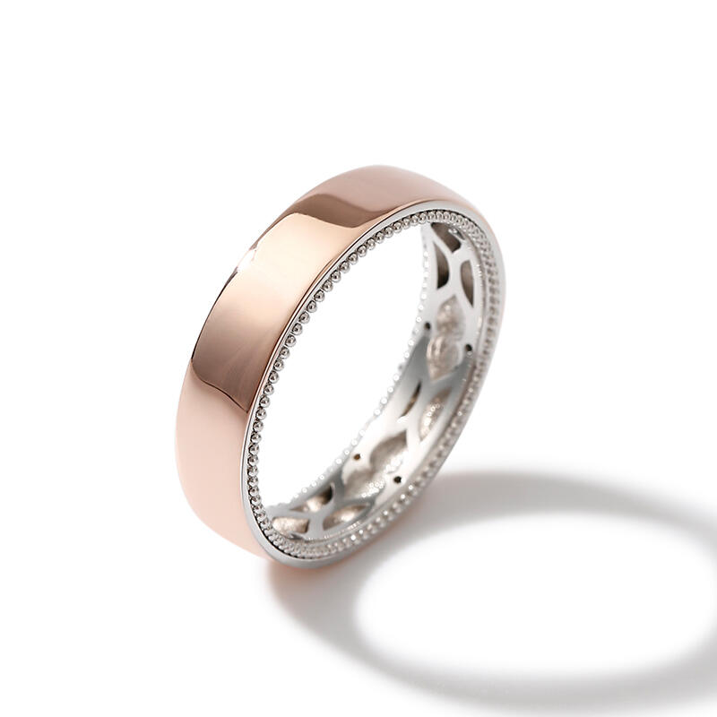 Jeulia Anillo de plata esterlina tallado en dos tonos de flores y hojas para hombre