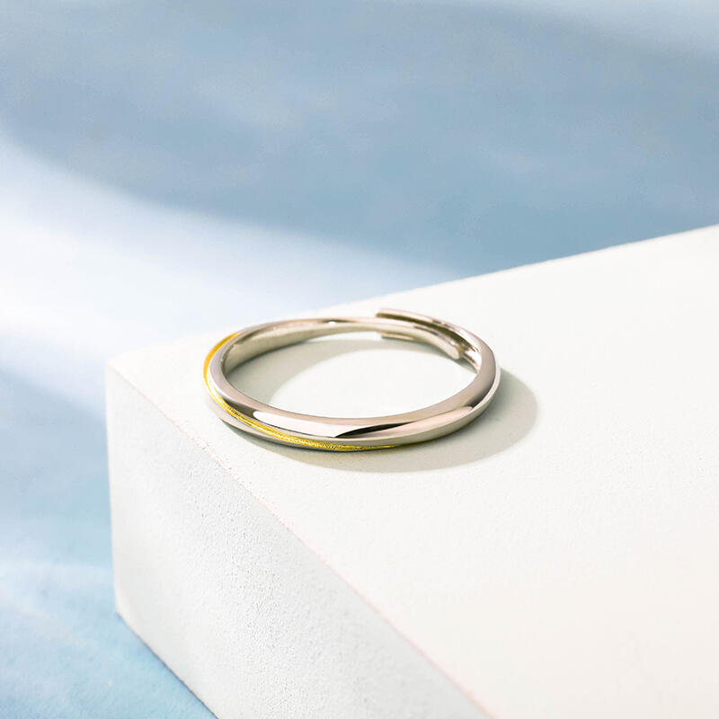 Jeulia Anillo de Möbius en dos tonos de plata de ley de talla ajustable para mujer