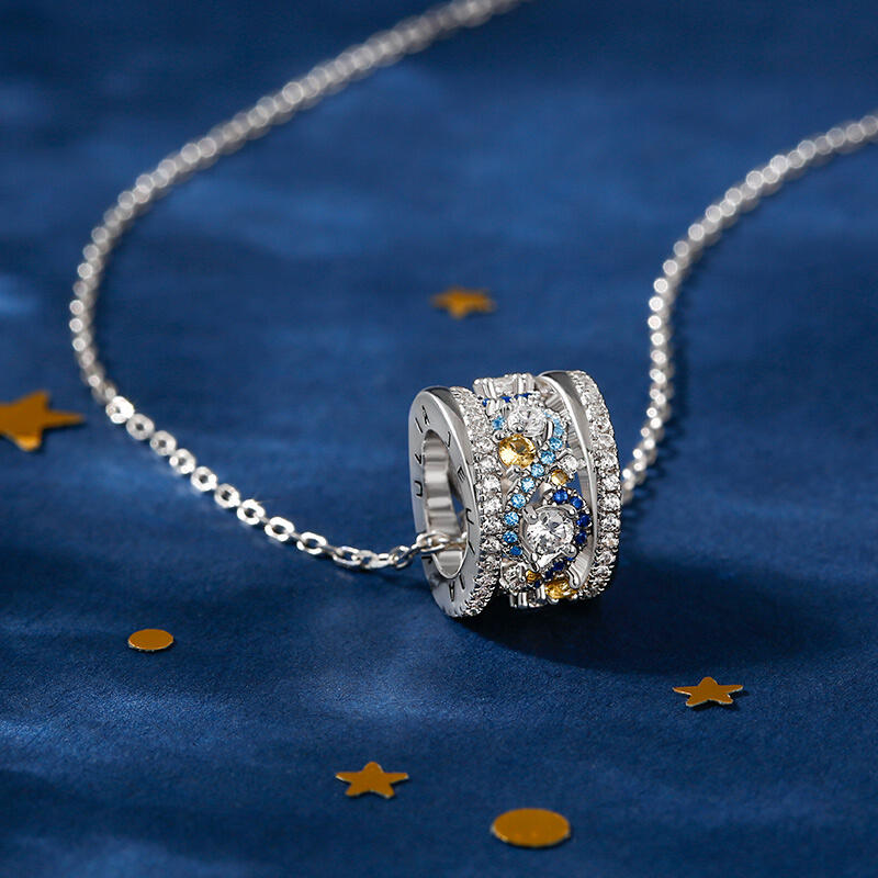 Jeulia "Dreamy Secret" The Starry Night Inspired Sterling Silver Necklace