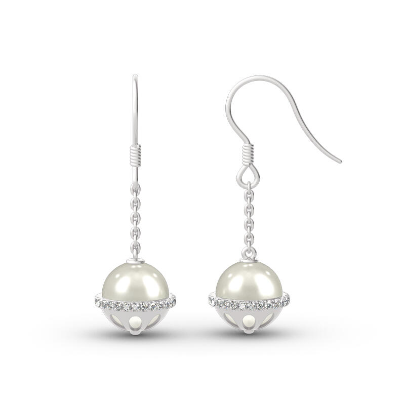 Jeulia Cultured Pearl Sterling Silver Drop Earrings