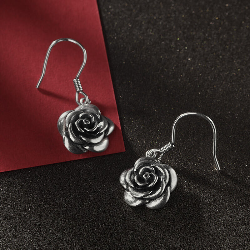 Jeulia "Blooming Rose" Flower Sterling Silver Earrings