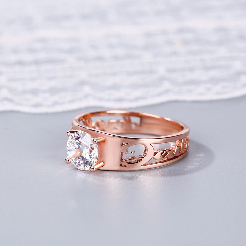 Jeulia Personalized Round Cut Sterling Silver Ring