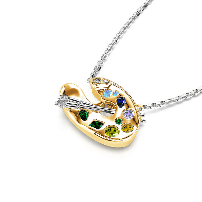 Jeulia Collar elegante de plata esterlina con diseño de paleta y pincel