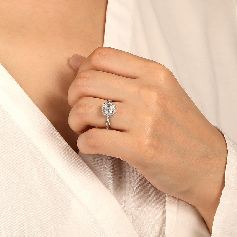 "Promise of Forever" Radiant Cut Halo Engagement Ring