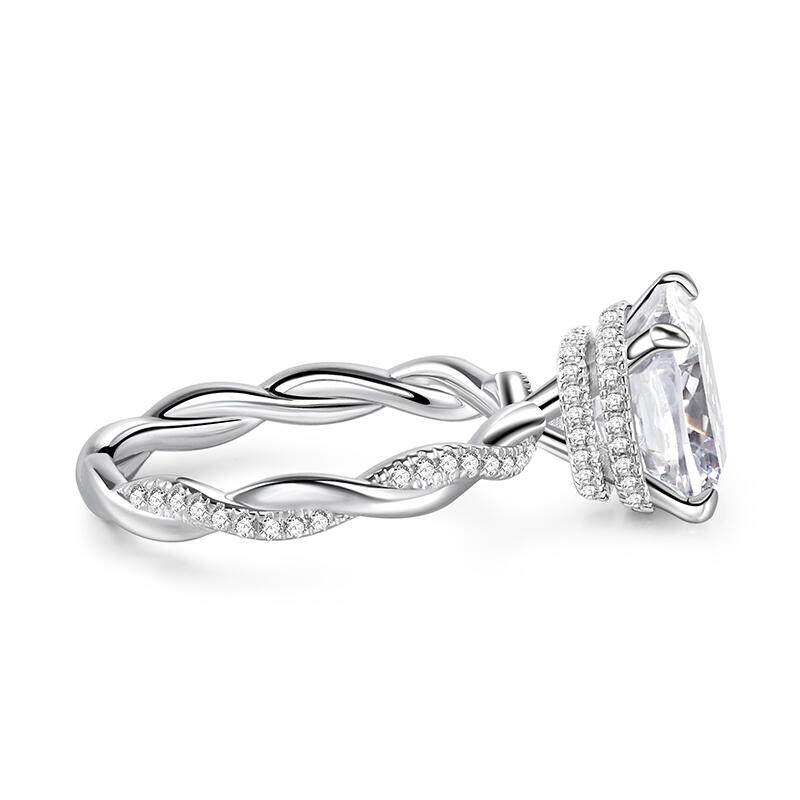 Jeulia Twist Cushion Cut Sterling Silver Ring
