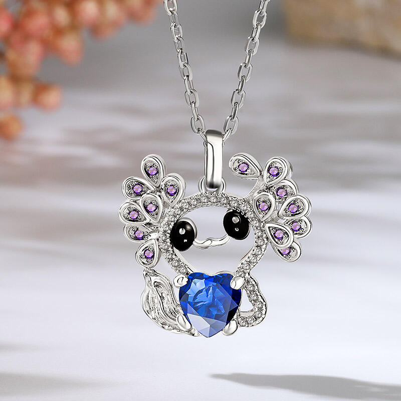 Jeulia Hug Me Collar de Piedra Natal de Axolotl Mexicano Hug Me en Plata Esterlina