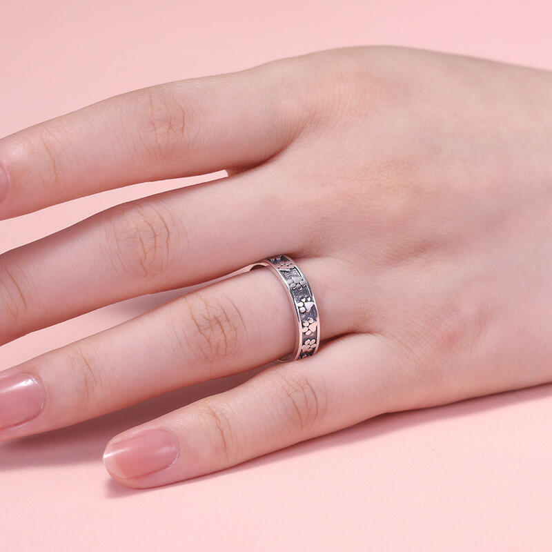 Jeulia Anillo precioso de huella de animal de plata de ley