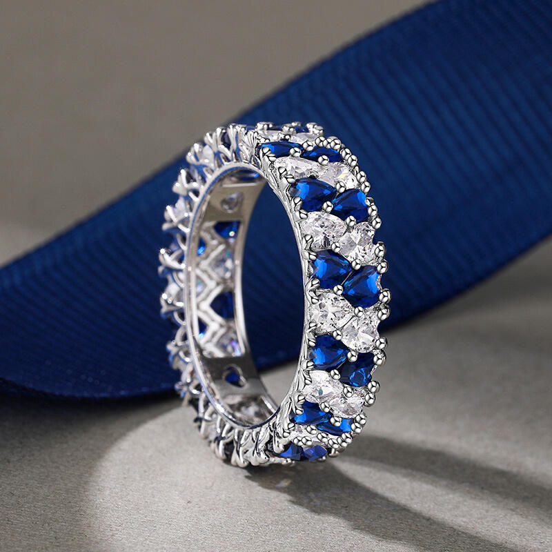 Jeulia 誕生石付き ダブルサークルハート エタニティリング