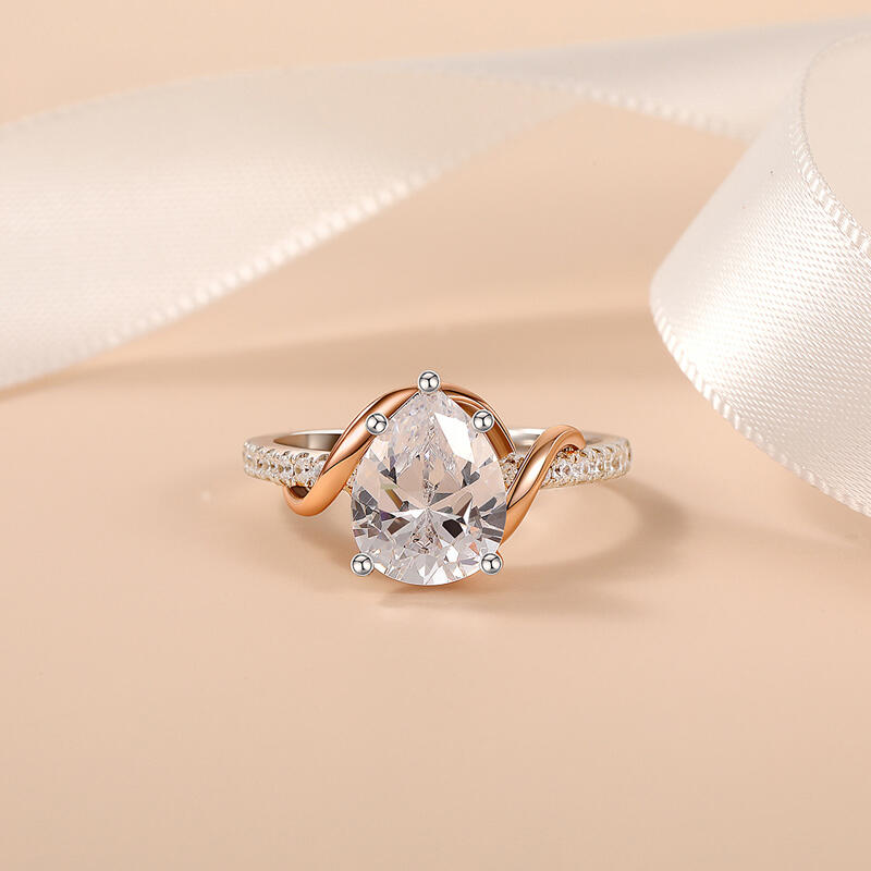 Jeulia Amore Custom Engagement Ring Two Tone Pear Cut