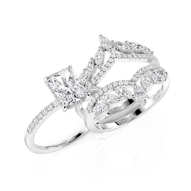 Jeulia Olivetta Symmetry Radiant Cut Enhancer Ring Set