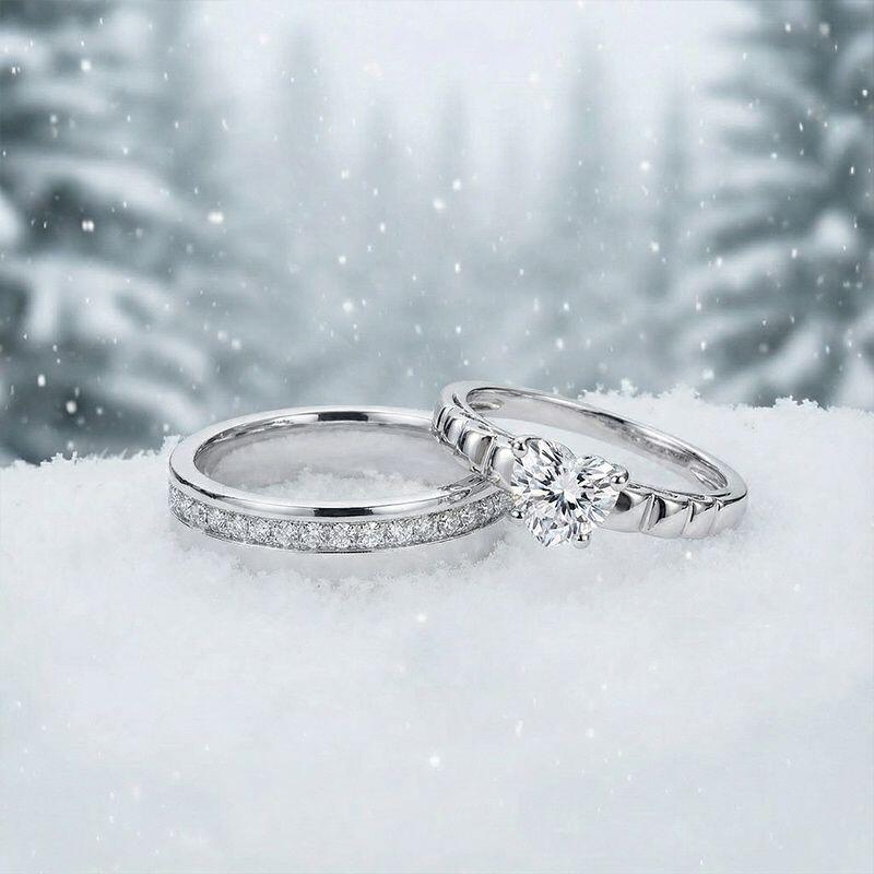 Jeulia Fashion Hidden Bow Heart Promise Ring Sterling Silver