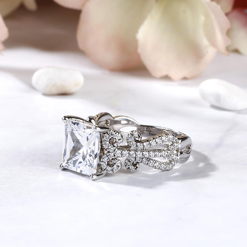 Anillo Con Estilo Vintage Adorno De Corte Princesa En Plata 925 De Ley