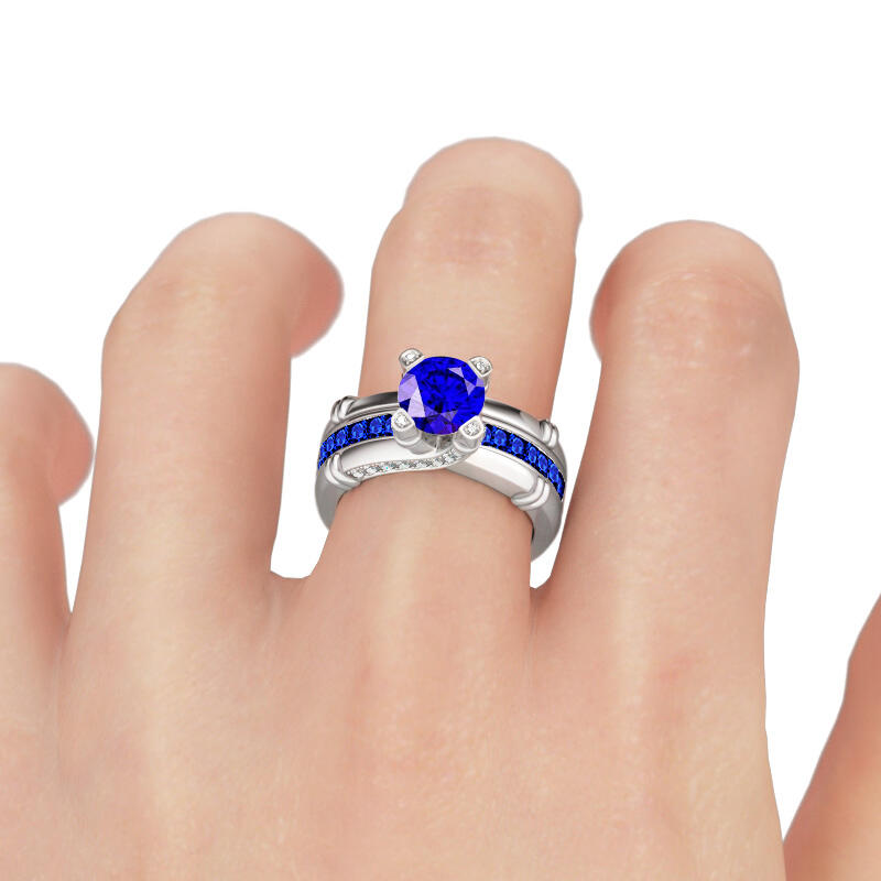 Jeulia Knot Round Cut Sterling Silver Interchangeable Ring Set