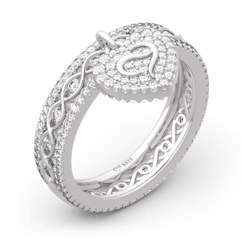 Jeulia Logo Shape Commemorative Heart Twist Sterling Silver Ring