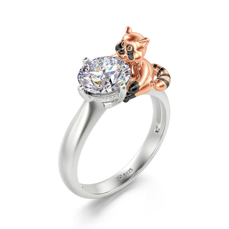 Jeulia Hug Me アライグマ 洗熊 浣熊 ラウンドカット シルバー リング