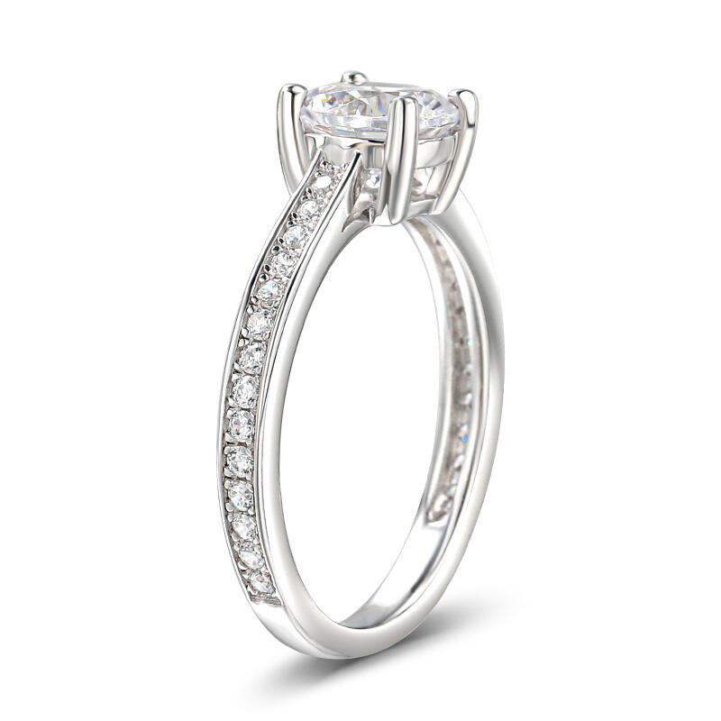 Jeulia Classic Round Cut Sterling Silver Ring