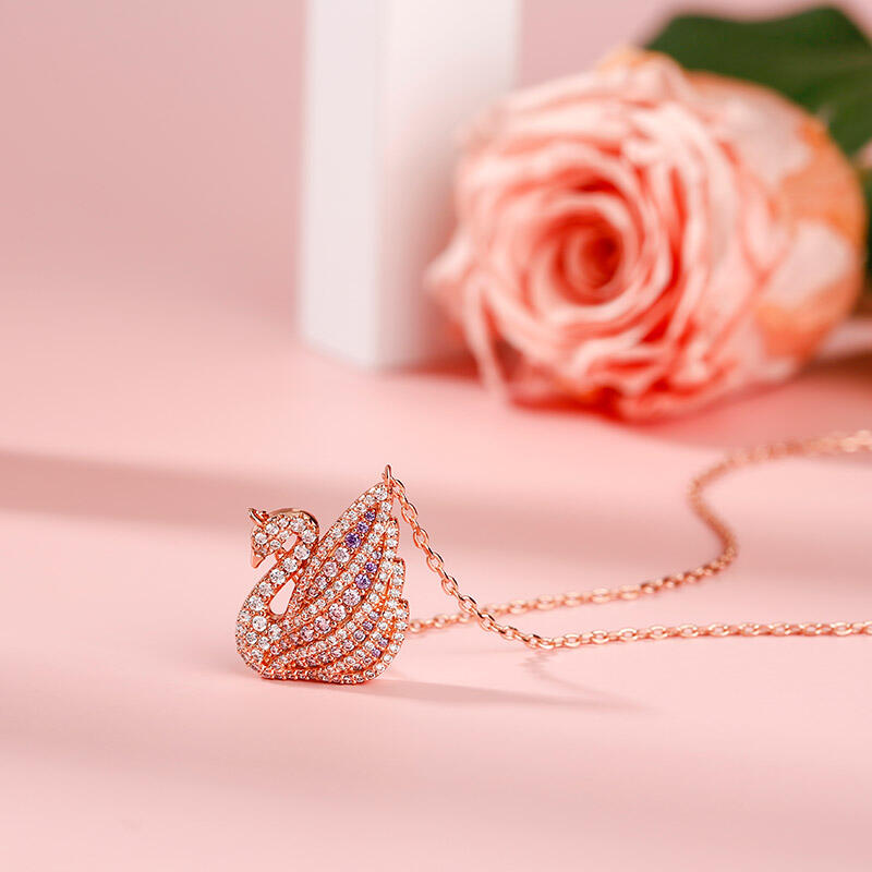 Jeulia Traumhafter Schwan Rosegold Sterling Silber Halskette