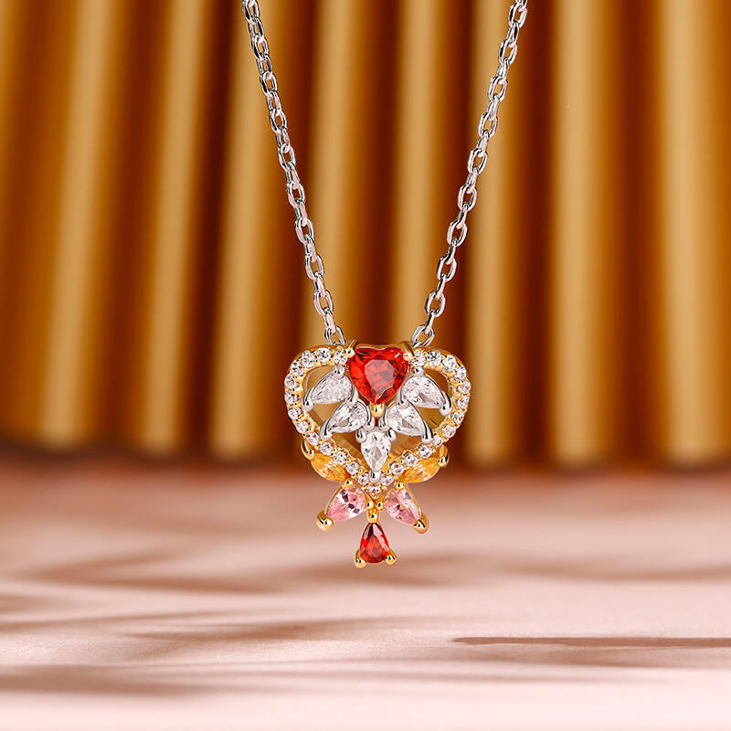 Jeulia "You Make My Heart Full" Heart Sterling Silver Necklace