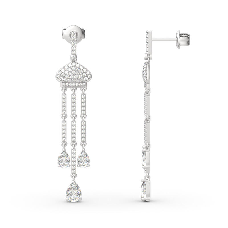 Jeulia Taj Mahal Inspired Sterling Silver Dangle Earrings