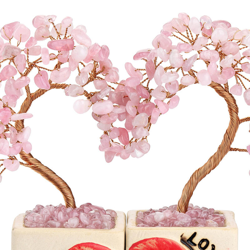 Jeulia "Loving Vibes" Heart-Shaped Natural Rose Quartz Feng Shui Tree