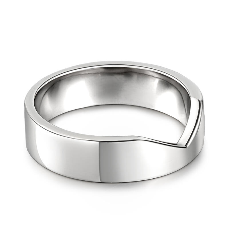 Jeulia Anillo ancho simple de plata de ley para hombre