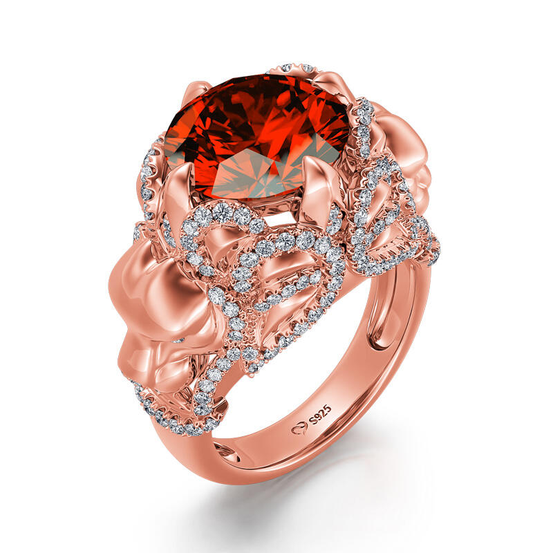 Jeulia "King of Beasts" Lion Round Cut Sterling Silver Ring