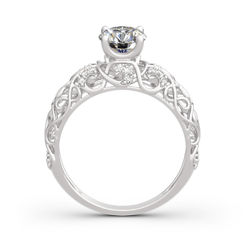 Jeulia Rundschliff Ranken Design Sterling Silber Ring