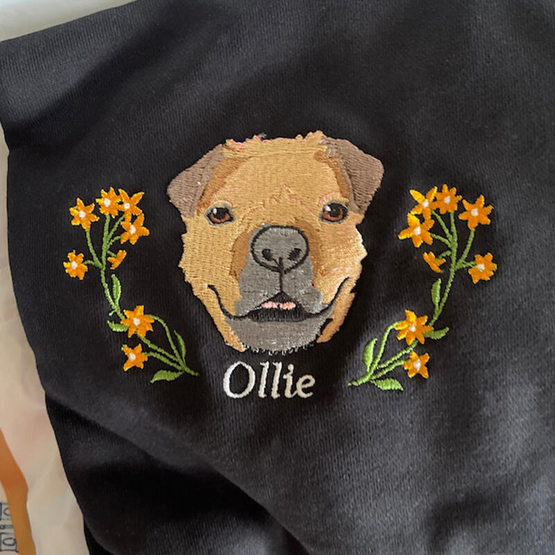 Sudadera personalizada bordada de foto a color de la cabeza de cachorro para amigo