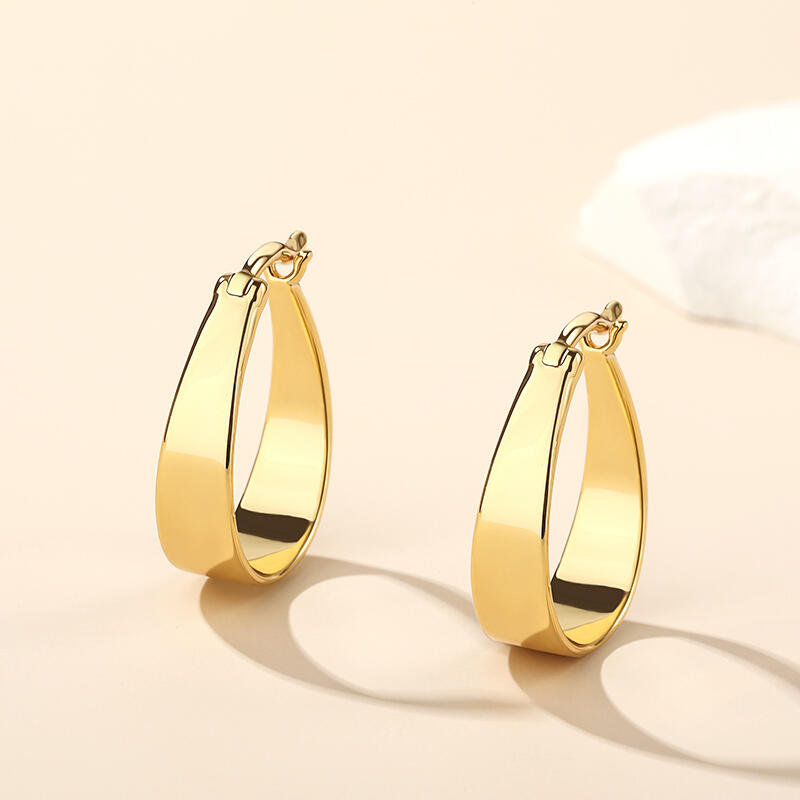 Jeulia Classic Gold Tone Sterling Silver Hoop Earrings