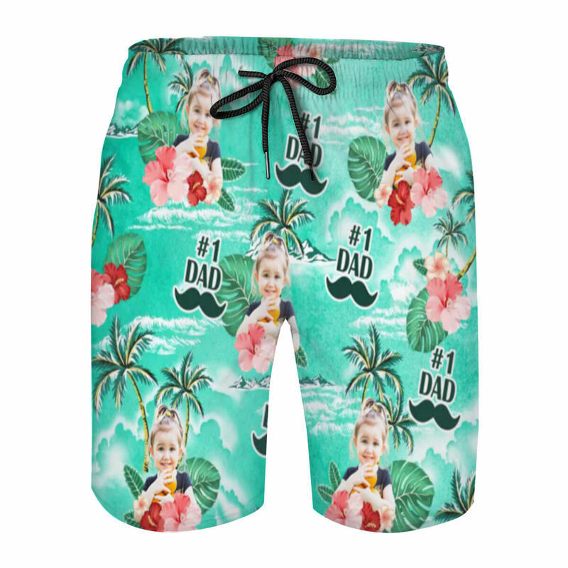 Personalized Picture Men's Beach Shorts Cool Gift for Father's Day