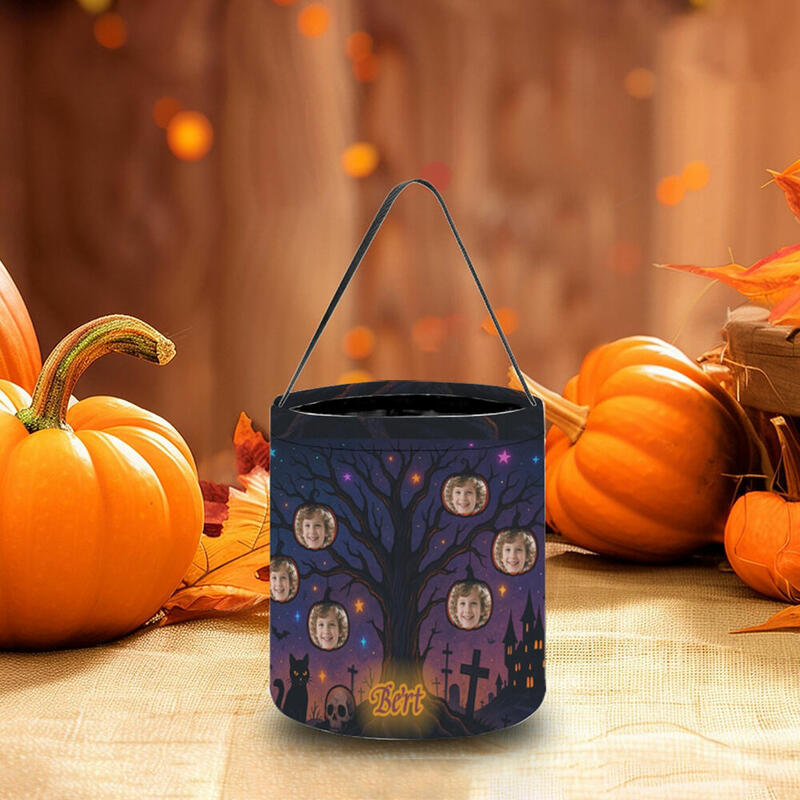 Bolsas de dulces personalizadas con nombre y foto de cara. Bolsas de dulces o trucos. Regalos de Halloween para niños.