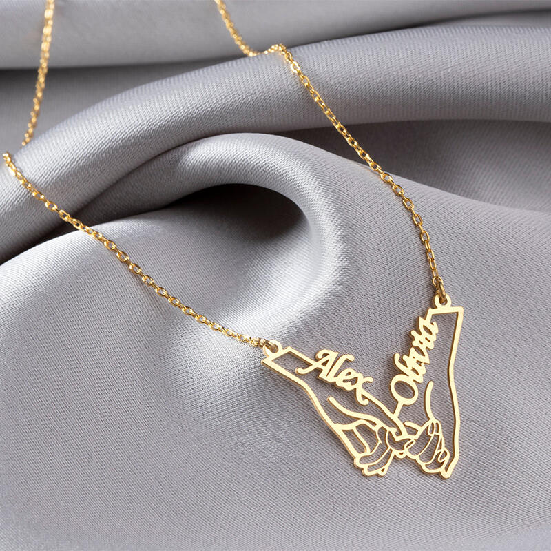 Collar personalizado de mano en mano con nombre personalizado y un dulce regalo para parejas